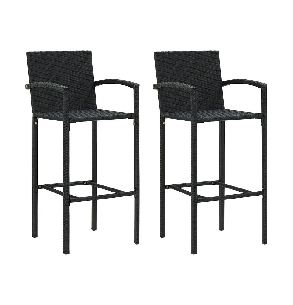 vidaXL Bar Stools pcs Black Poly Rattan