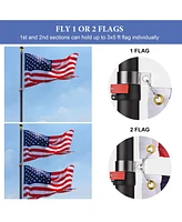 Yescom Ez Go 30ft Telescopic Flag Pole Kit Upgrade Rotating Lock for Outside Inground with 3x5' Us Flag Ball Top Black