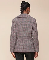 Avec Les Filles Women's Oversized Plaid Double-Breasted Blazer