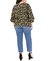 Vince Camuto Plus Printed 3/4-Sleeve Blouse, Created for Macy's