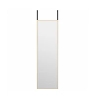 vidaXL Door Mirror Gold 11.8"x39.4" Glass and Aluminum