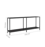 vidaXL Console Table Black 70.9"x13.8"x29.7" Tempered Glass