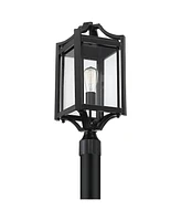 Rockford Collection Rustic Farmhouse Outdoor Post Light Fixture Black Iron 20 1/4" Clear Beveled Glass for Exterior House Porch Patio Outside Deck Gar