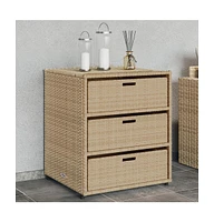 vidaXL Patio Storage Cabinet Beige 21.7"x23.2"x27.2" Poly Rattan