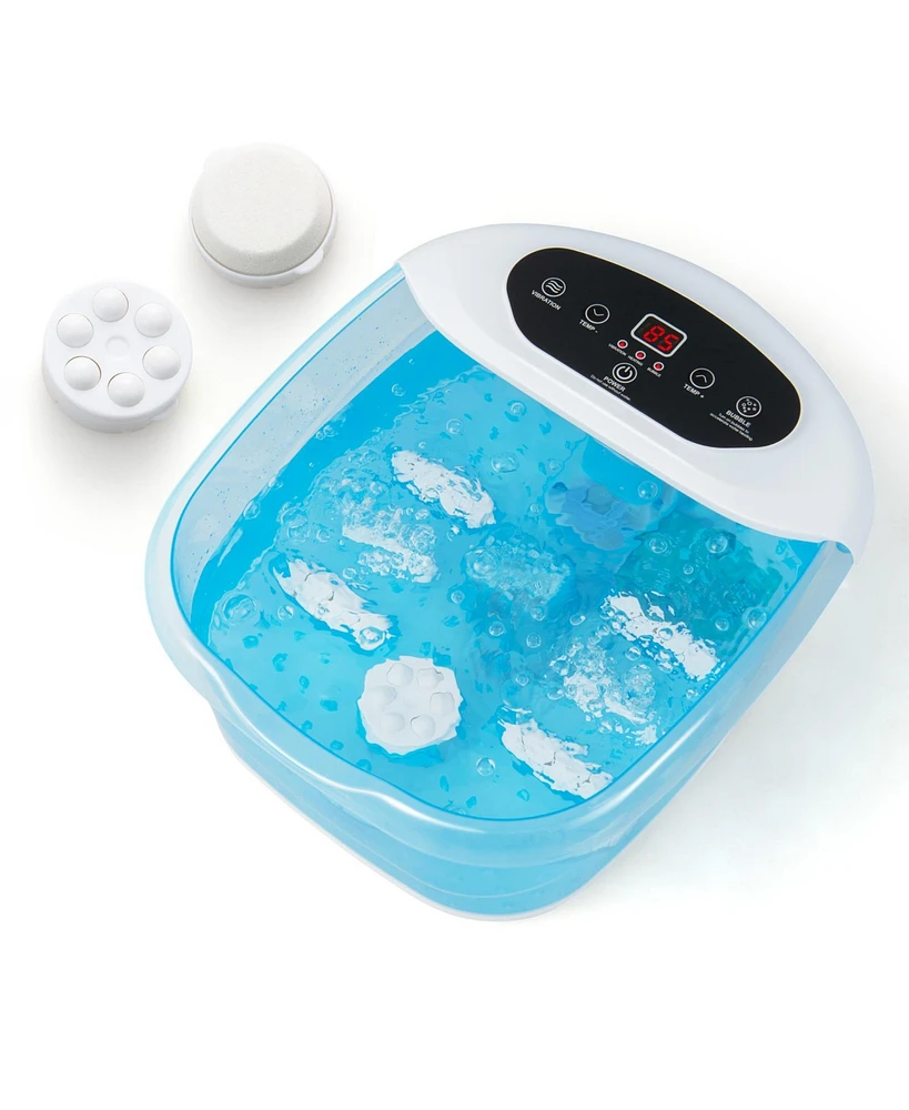 Skonyon Foot Spa Massager Tub with Removable Pedicure Stone and Massage Beads-Blue