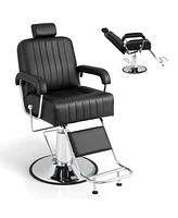 Skonyon 360 Degrees Swivel Salon Hydraulic Barber Chair with Adjustable Headrest and Reclining Backrest-Black