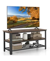 Sugift Industrial Tv Stand up to 50 Inches with Power Outlets and Usb Ports-Rustic Brown