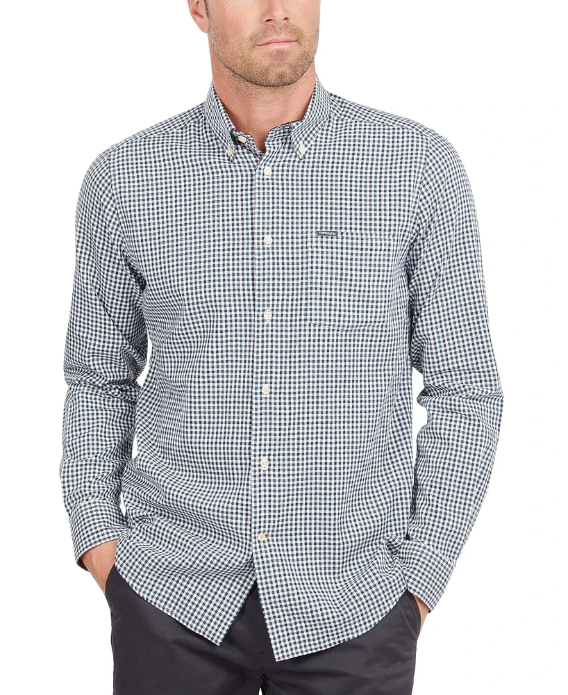 Barbour Men's Padshaw Tailored-Fit Textured Gingham Check Button-Down Broken Twill Shirt