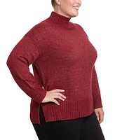 Joseph A Plus Plush Tunic Mock Neck Sweater