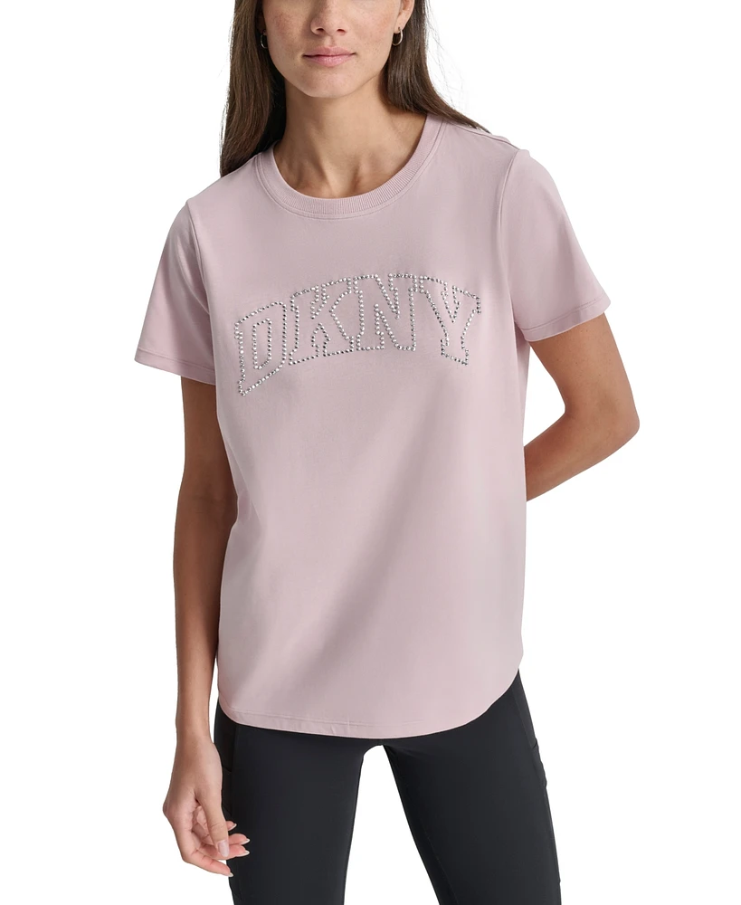 Dkny Women's Varsity Rhinestone-Logo Crewneck Top