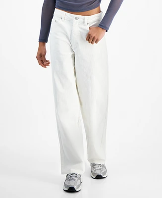 Juniors' 90s Corduroy High-Rise Wide-Leg Pants