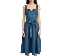 En Saison Women's Robin Faux-Suede Tie-Waist Midi Dress