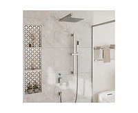 Casainc 10 Inch Wall Mounted Square Shower System Set with Handheld Spray & Slidebar