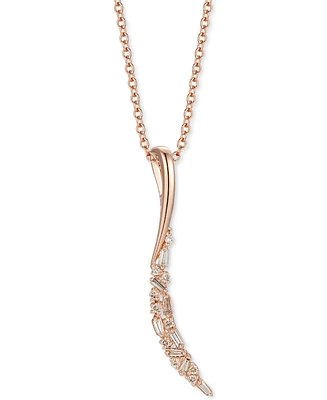 Le Vian Nude Diamond Round & Baguette Feather Adjustable 20" Pendant Necklace (1/4 ct. t.w.) in 14k Rose Gold