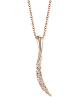 Le Vian Nude Diamond Round & Baguette Feather Adjustable 20" Pendant Necklace (1/4 ct. t.w.) in 14k Rose Gold