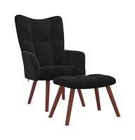 vidaXL Relaxing Chair with a Stool Velvet