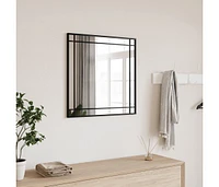 vidaXL Wall Mirror Black 23.6"x23.6" Square Iron