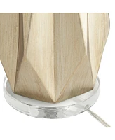 Bravo Modern Table Lamp 28" Tall Champagne Gold Diamond Geometric Cut White Drum Shade Decor for Bedroom Living Room House Home Bedside Nightstand Off