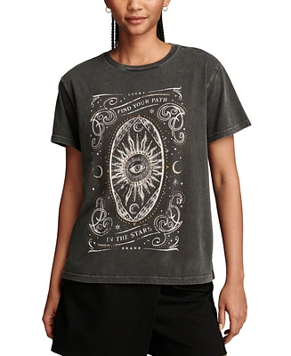 Lucky Brand Women's Find Your Path Studded Graphic Print Boyfriend T-Shirt