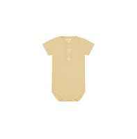 Vild House of Little Baby Ss Organic Cotton Henley Bodysuit - Sandstone