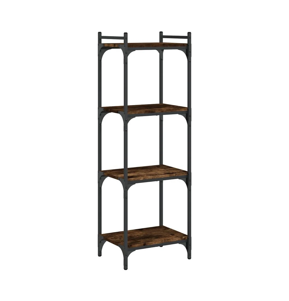 vidaXL Bookcase 4-Tier Smoked Oak 15.7"x11.8"x47.2" Engineered Wood