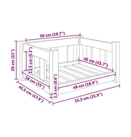 vidaXL Dog Bed 21.9"x17.9"x11" Solid Wood Pine