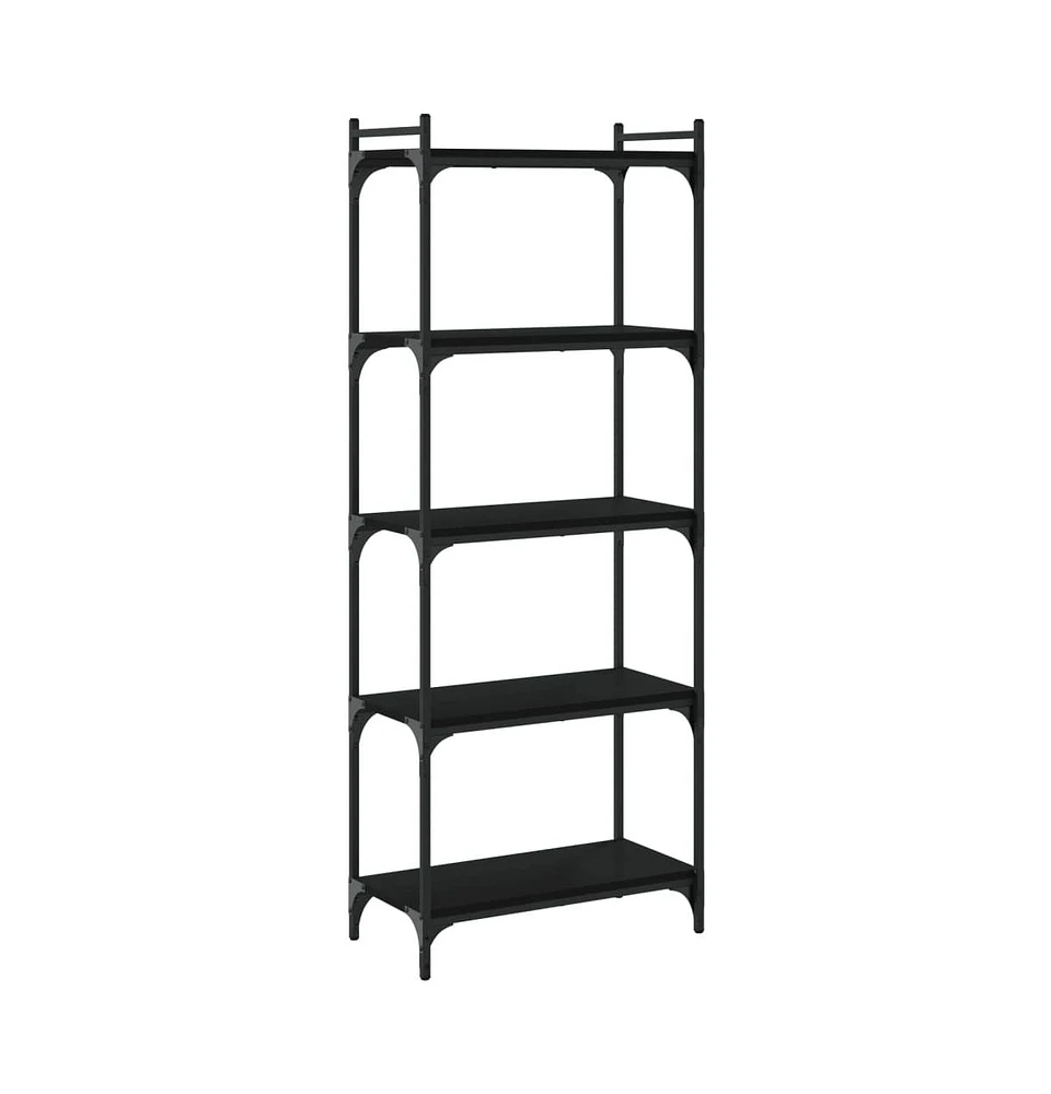 vidaXL Bookcase 5-Tier Black 23.6"x11.8"x60.6" Engineered Wood