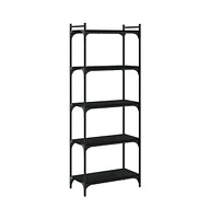 vidaXL Bookcase 5-Tier Black 23.6"x11.8"x60.6" Engineered Wood