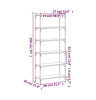 vidaXL Bookcase 6-Tier Smoked Oak 31.5"x11.8"x74" Engineered Wood