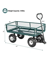 Sugift Heavy Duty Garden Utility Cart Wagon Wheelbarrow