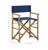 vidaXL Folding Director's Chairs 2 pcs Blue Bamboo and Fabric