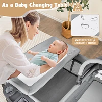 Costway 5 in 1 Portable Baby Playard Nursery Center with Cradle & Storage Basket
