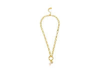 Rivka Friedman Oval Link Pearl & Cz Charm Necklace