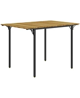 Homcom Industrial Folding Dining Table, Drop Leaf Table, Rustic Brown