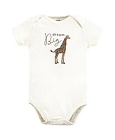 Touched by Nature Baby Boys Organic Cotton Bodysuits, Classic Safari, 6-9 Months