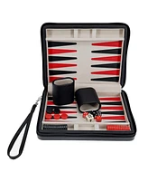 We Games Black Travel Magnetic Leatherette Backgammon Set