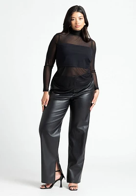 Eloquii Women's Slit Hem Faux Leather Pant