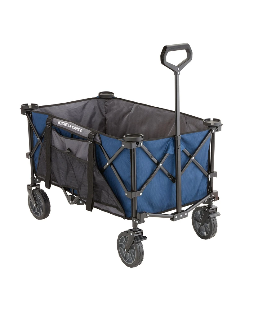 Gorilla Carts 7 Cubic Feet Foldable Utility Beach Wagon with Oversized Bed