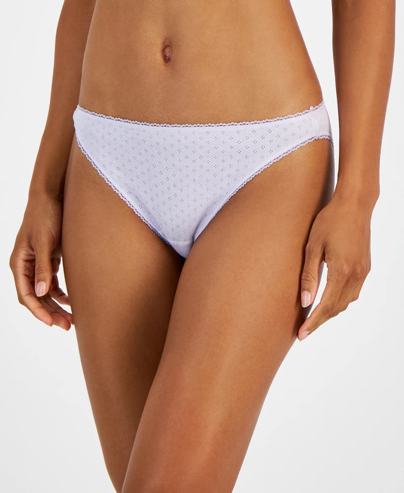 Charter Club Women's Cotton Pointelle Bikini Underwear 100181117, Created for Macy's