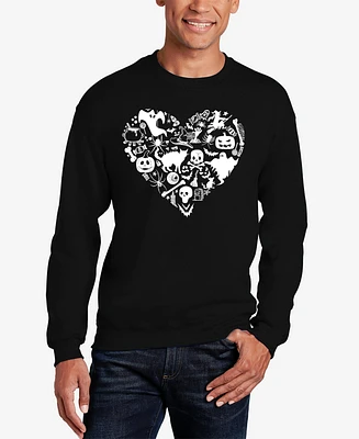 La Pop Art Men's Halloween Heart Word Crewneck Sweatshirt