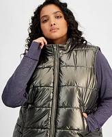 Id Ideology Plus Foil Puffer Vest, Created for Macy's