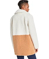 French Connection Women's Faux Shearling Colorblocked Teddy Coat