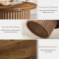 Tribesigns 31.5" Round Coffee Table, Farmhouse Circle Coffee Table with Metal Base, Modern Wood Accent Center Table Sofa Side Table for Living Room, H