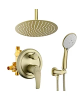 Boyel Living 5-Spray Patterns with 2.35 Gpm 12 in. H Ceiling Mount Dual Shower Heads with Valve Included