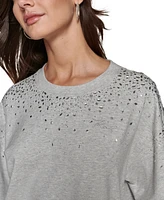 Karl Lagerfeld Paris Women's Embellished Crewneck Sweatshirt