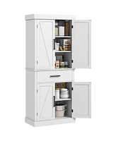 Homcom 72" Tall Kitchen Pantry Storage Cabinet with Barn Doors and Drawer