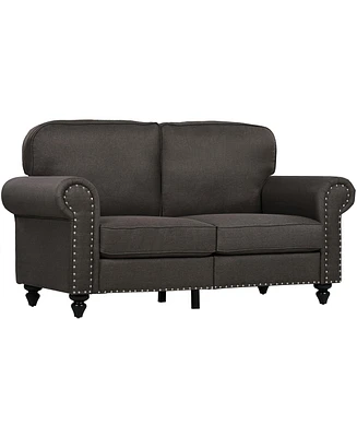 Homcom Mid Century Modern Loveseat Sofa with Nailhead Trim,