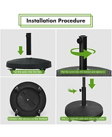 Givimo 50 Lbs Patio Wicker Style Resin Umbrella Base Stand Heavy Duty with Wheels