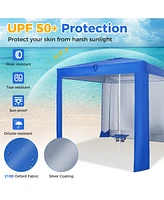 Givimo Beach Canopy Tent with Detachable Sidewall and Folding Table-Blue
