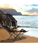 Givimo Folding Camping Chair with Footrest Camping Lounge Chair with Carry Bag-Black